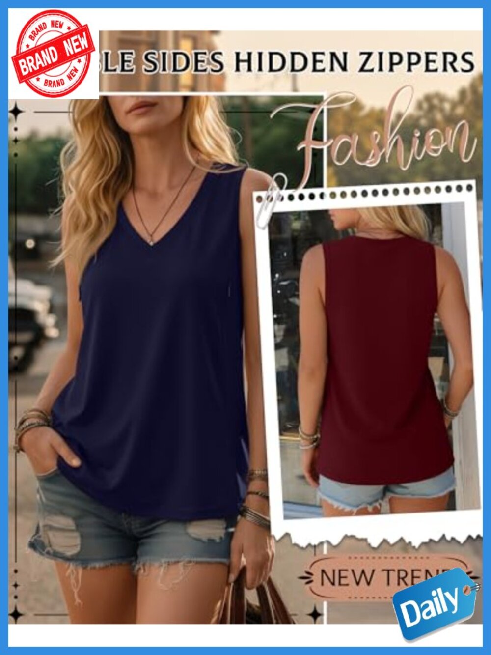 Women's Nursing Tank Tops 4 Pack, Breastfeeding Shirts with Hidden Zipper, - Picture 2 of 6